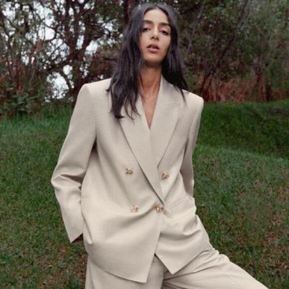 Zara SHINY-EFFECT Matching Suit Set Size Medium - Picture 3 of 15